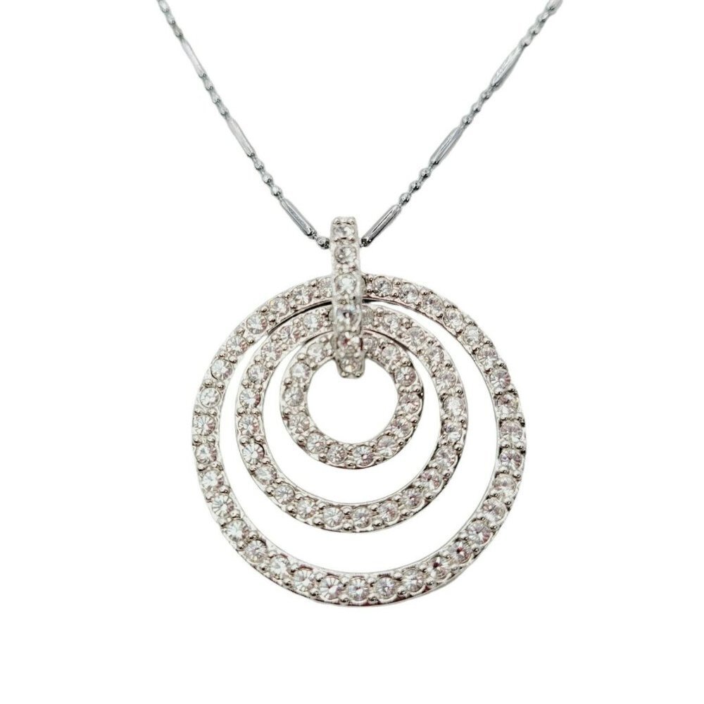 Nolan Miller Glamour Collection Vintage Pendant Pave Set Cubic Zirconia Circles